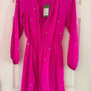 Lilly Pulitzer Vibrant Pink Long Sleeve Dress with Stud Accents